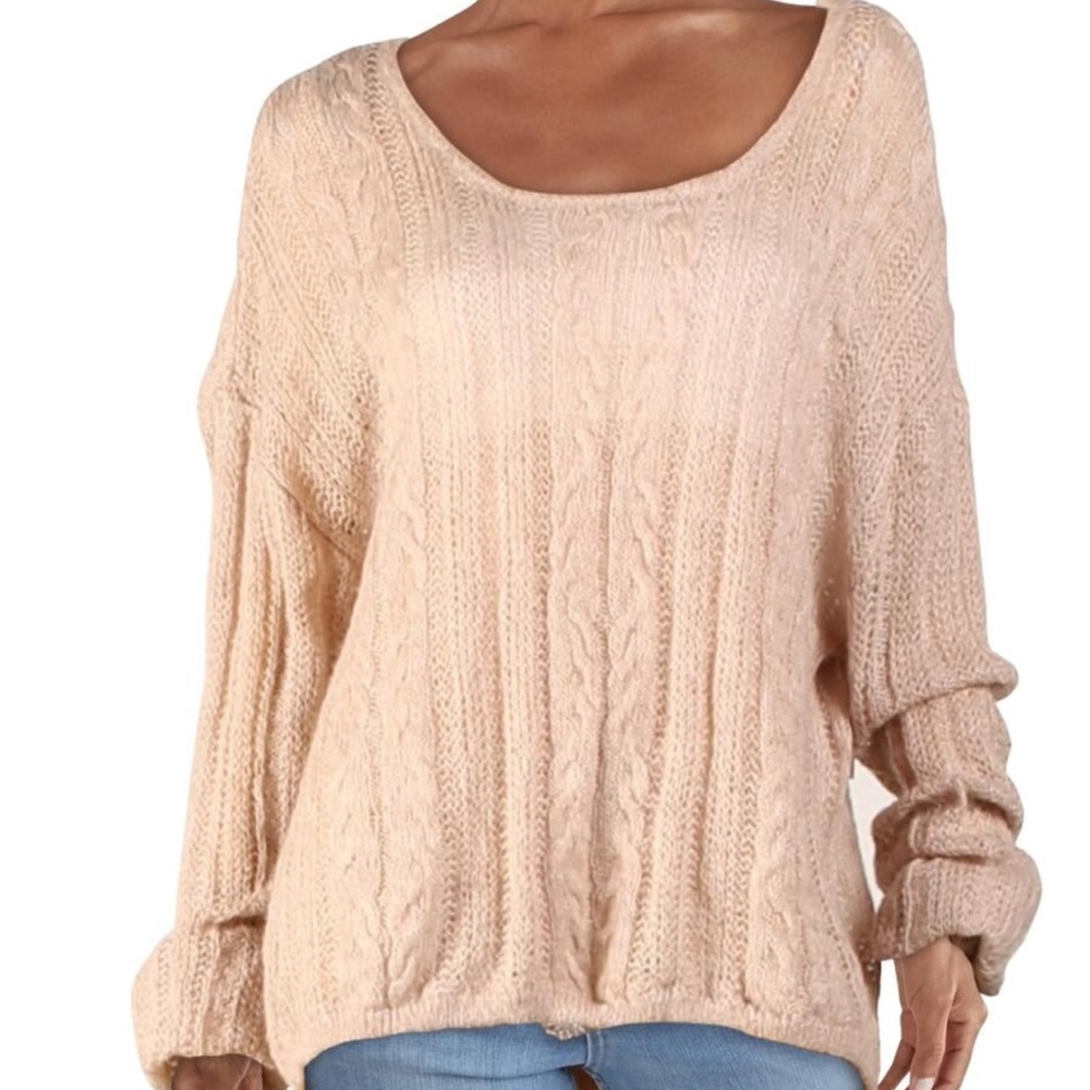 FREE PEOPLE SHEER SWEATER IN FRAPPUCINO